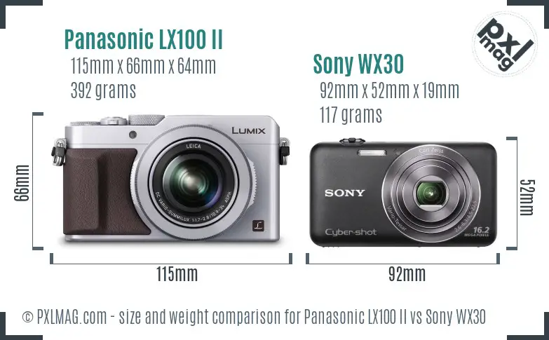 Panasonic LX100 II vs Sony WX30 size comparison