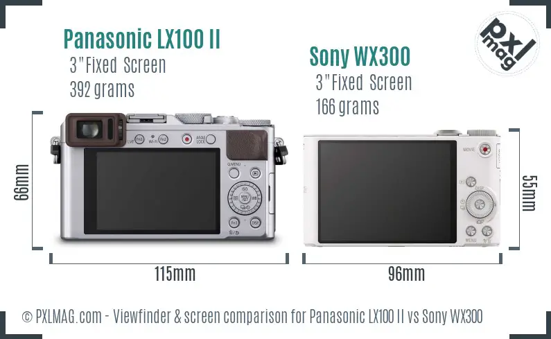 Panasonic LX100 II vs Sony WX300 Screen and Viewfinder comparison