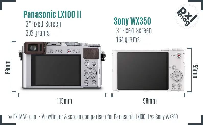 Panasonic LX100 II vs Sony WX350 Screen and Viewfinder comparison