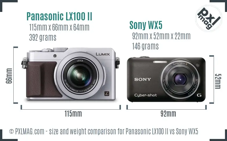 Panasonic LX100 II vs Sony WX5 size comparison