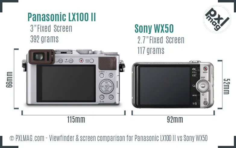 Panasonic LX100 II vs Sony WX50 Screen and Viewfinder comparison