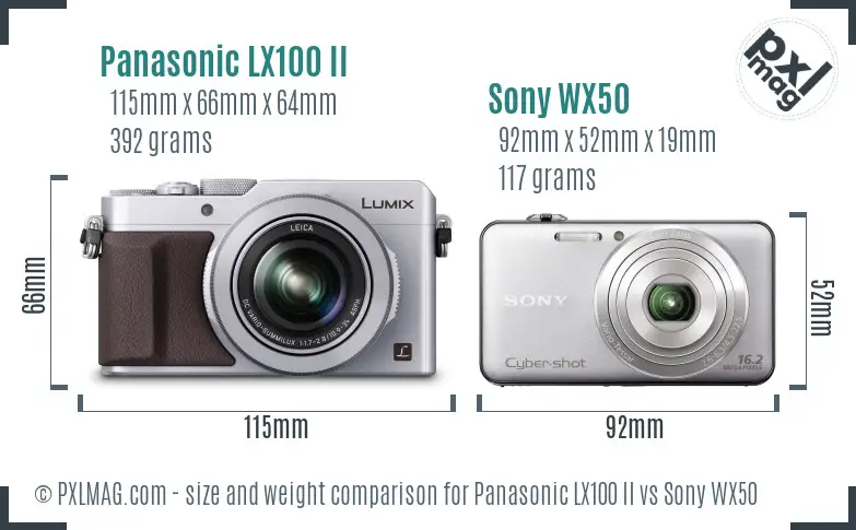 Panasonic LX100 II vs Sony WX50 size comparison