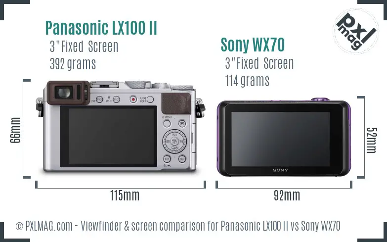 Panasonic LX100 II vs Sony WX70 Screen and Viewfinder comparison
