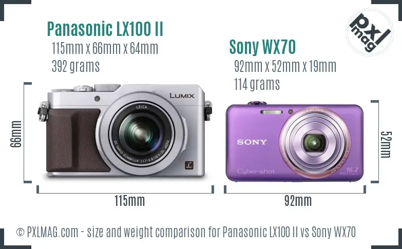 Panasonic LX100 II vs Sony WX70 size comparison