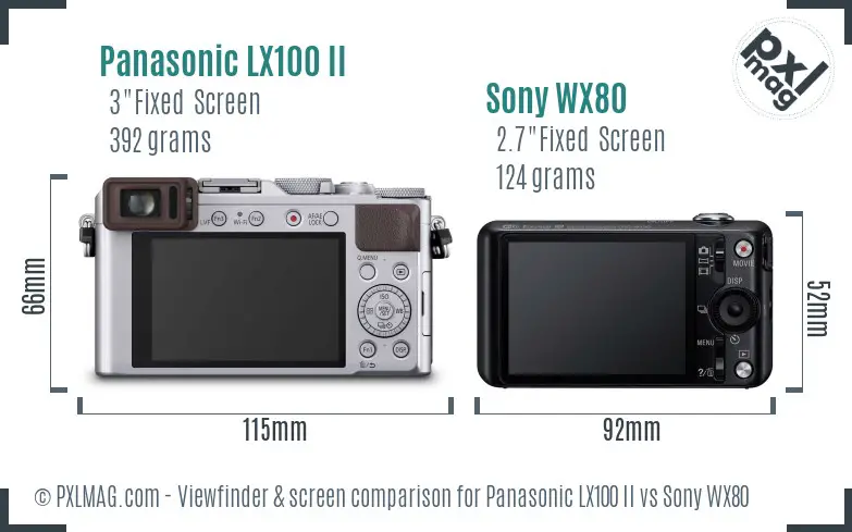 Panasonic LX100 II vs Sony WX80 Screen and Viewfinder comparison