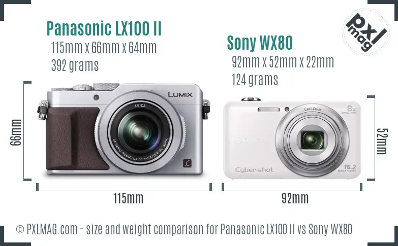 Panasonic LX100 II vs Sony WX80 size comparison