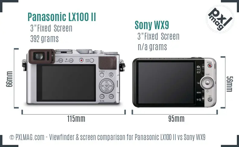 Panasonic LX100 II vs Sony WX9 Screen and Viewfinder comparison Panasonic LX100 II vs Sony WX9 Screen and Viewfinder comparison