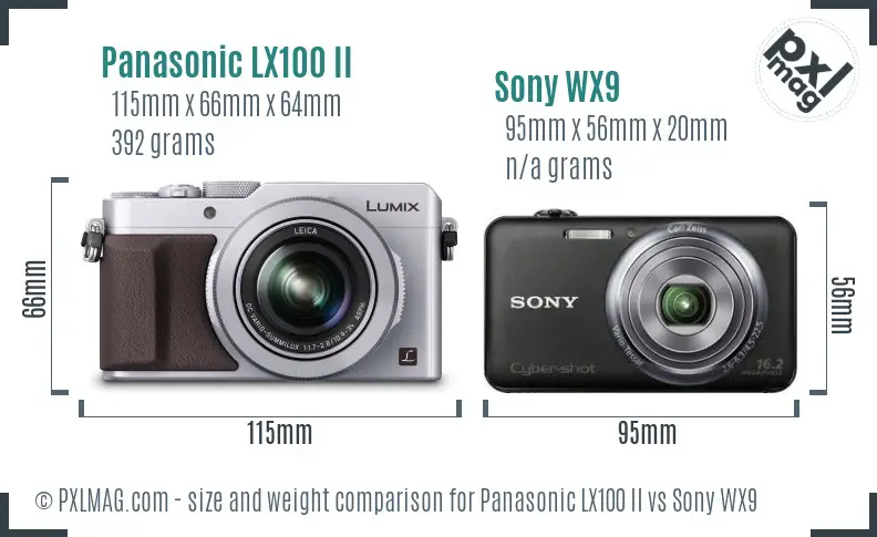 Panasonic LX100 II vs Sony WX9 size comparison Panasonic LX100 II vs Sony WX9 size comparison