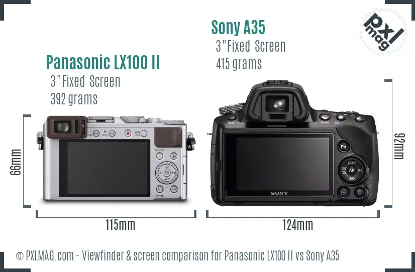 Panasonic LX100 II vs Sony A35 Screen and Viewfinder comparison