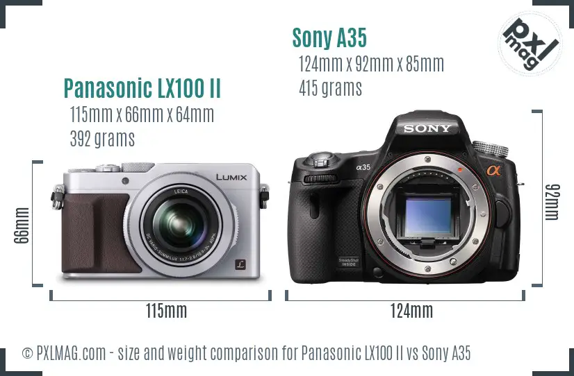 Panasonic LX100 II vs Sony A35 size comparison