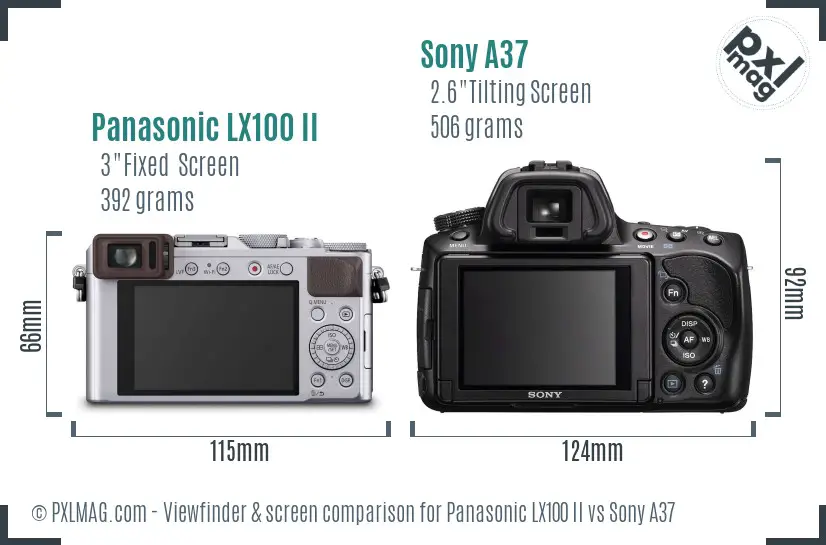 Panasonic LX100 II vs Sony A37 Screen and Viewfinder comparison
