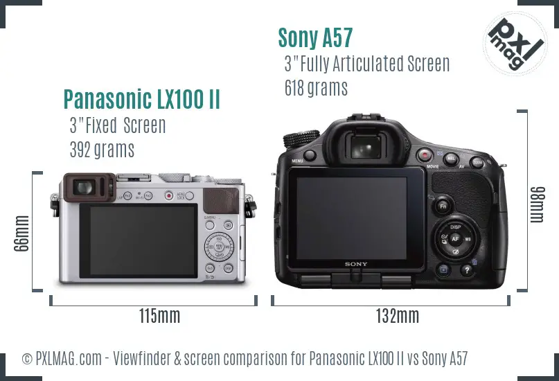 Panasonic LX100 II vs Sony A57 Screen and Viewfinder comparison