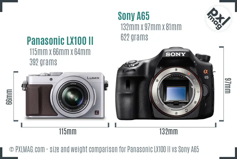 Panasonic LX100 II vs Sony A65 size comparison
