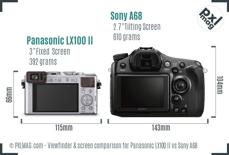 Panasonic LX100 II vs Sony A68 Screen and Viewfinder comparison