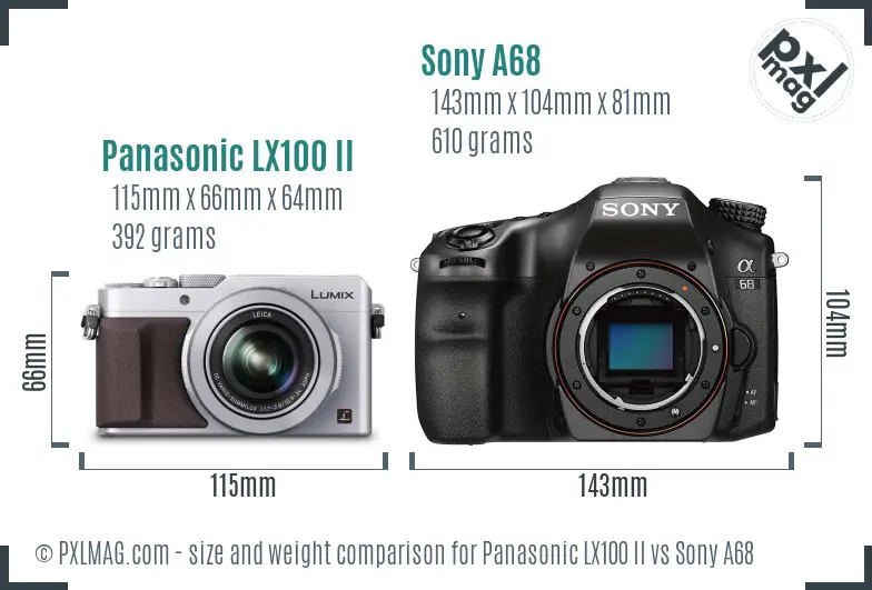 Panasonic LX100 II vs Sony A68 size comparison