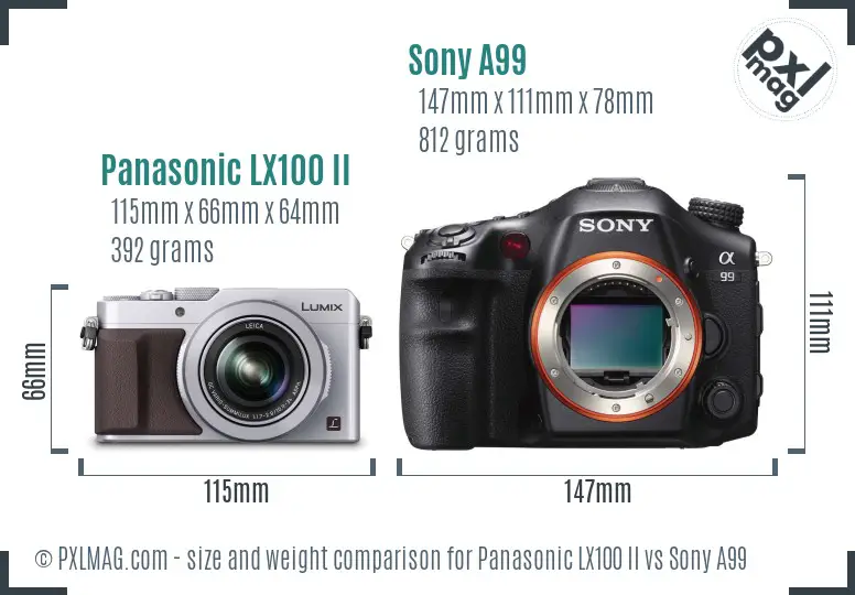 Panasonic LX100 II vs Sony A99 size comparison