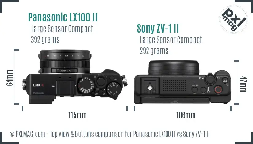 Panasonic LX100 II vs Sony ZV-1 II top view buttons comparison