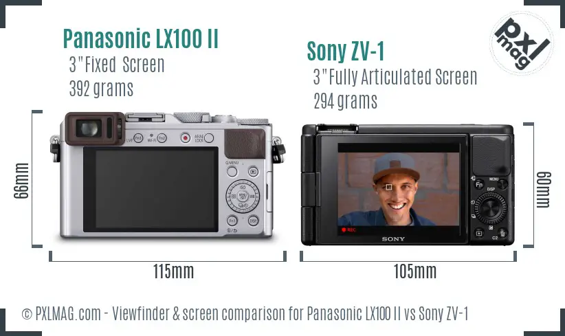 Panasonic LX100 II vs Sony ZV-1 Screen and Viewfinder comparison