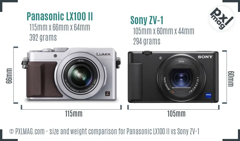 Panasonic LX100 II vs Sony ZV-1 size comparison