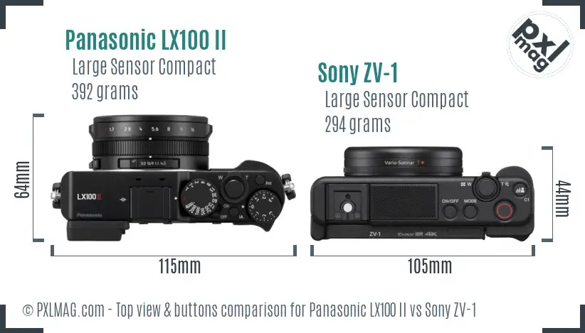 Panasonic LX100 II vs Sony ZV-1 top view buttons comparison