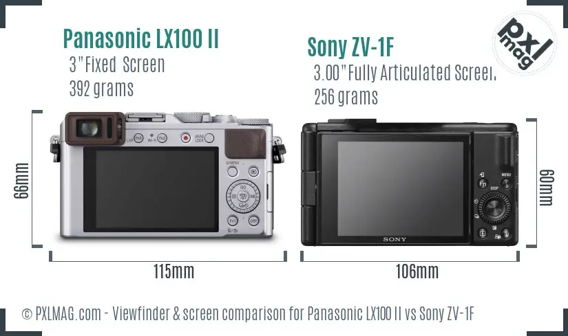 Panasonic LX100 II vs Sony ZV-1F Screen and Viewfinder comparison
