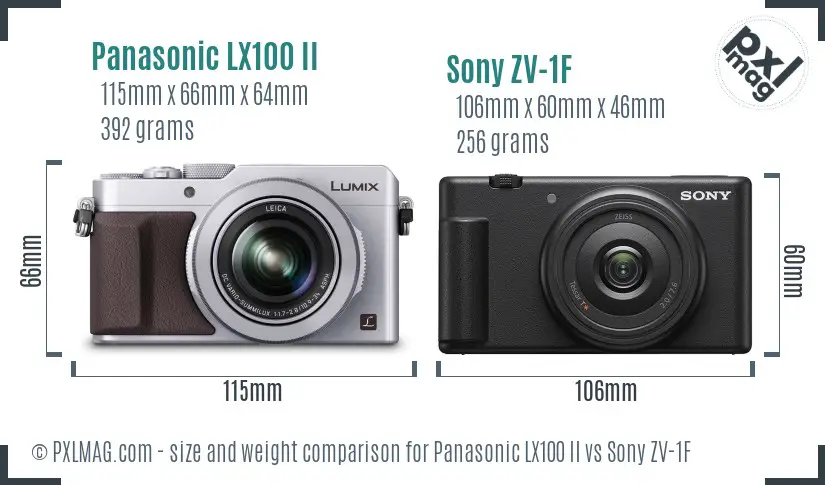 Panasonic LX100 II vs Sony ZV-1F size comparison