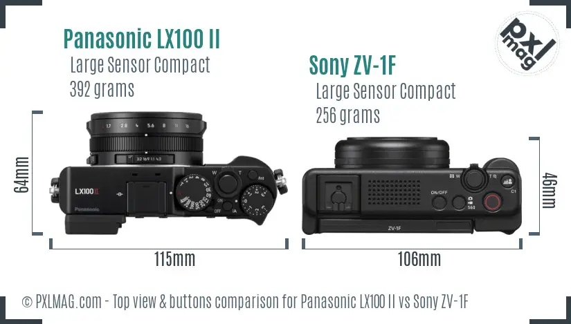 Panasonic LX100 II vs Sony ZV-1F top view buttons comparison