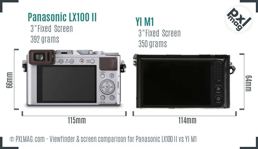 Panasonic LX100 II vs YI M1 Screen and Viewfinder comparison