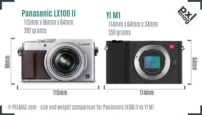 Panasonic LX100 II vs YI M1 size comparison