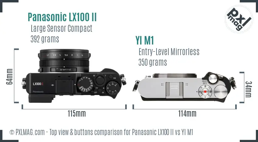 Panasonic LX100 II vs YI M1 top view buttons comparison