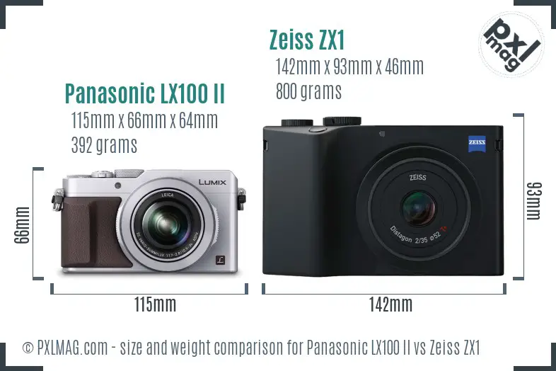 Panasonic LX100 II vs Zeiss ZX1 size comparison