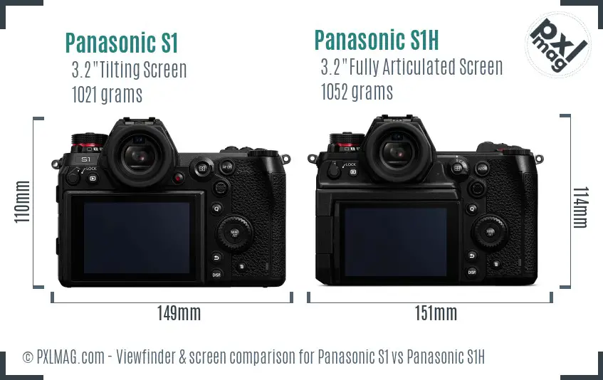 Panasonic S1 vs Panasonic S1H Screen and Viewfinder comparison