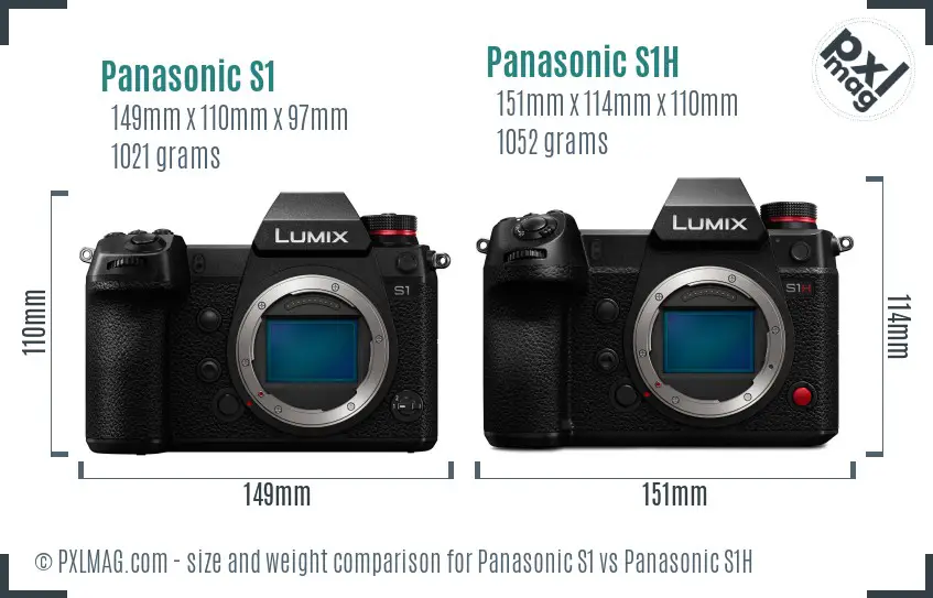 Panasonic S1 vs Panasonic S1H size comparison