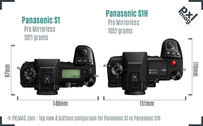 Panasonic S1 vs Panasonic S1H top view buttons comparison