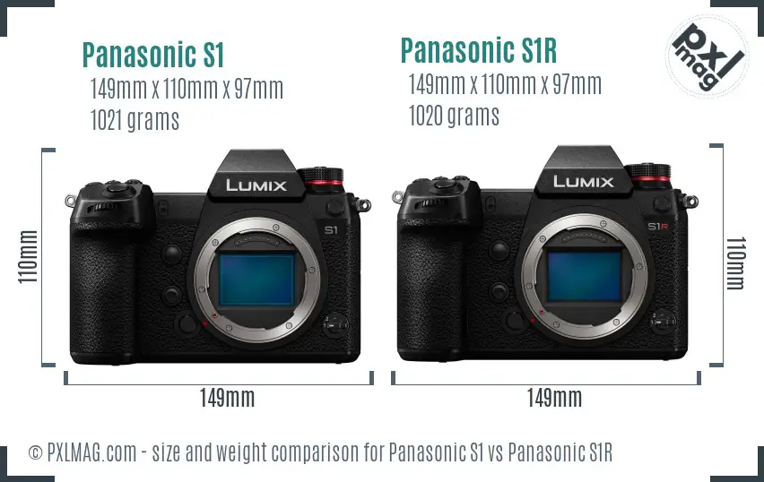 Panasonic S1 vs Panasonic S1R size comparison