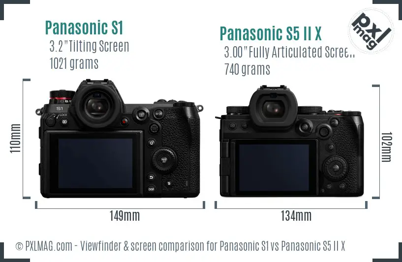 Panasonic S1 vs Panasonic S5 II X Screen and Viewfinder comparison