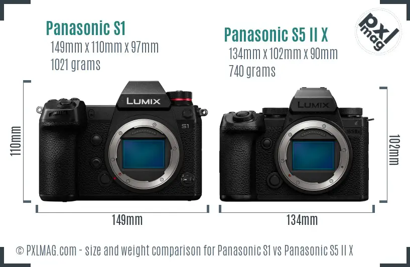 Panasonic S1 vs Panasonic S5 II X size comparison