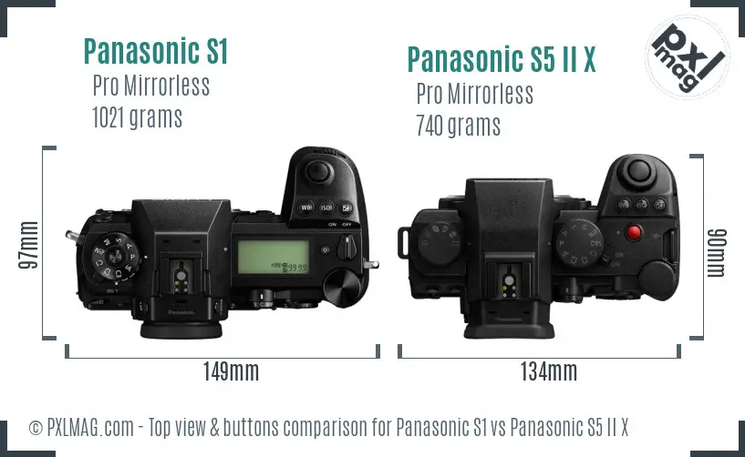 Panasonic S1 vs Panasonic S5 II X top view buttons comparison