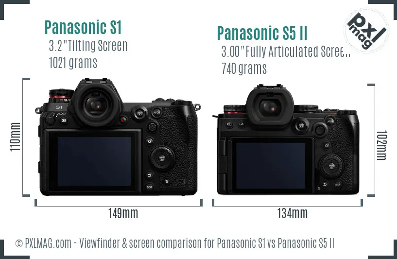 Panasonic S1 vs Panasonic S5 II Screen and Viewfinder comparison