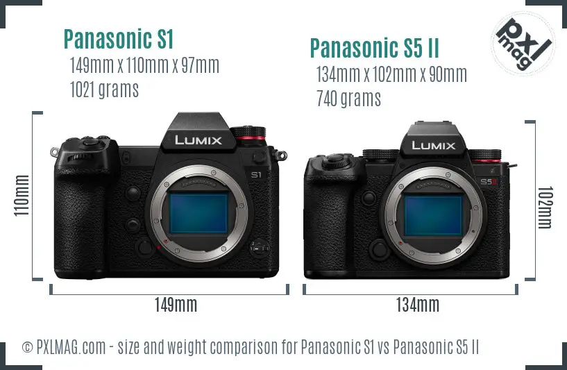 Panasonic S1 vs Panasonic S5 II size comparison