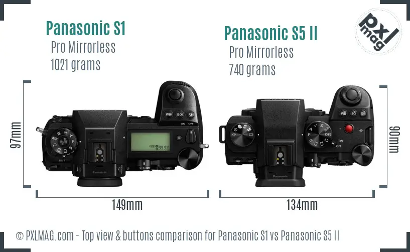 Panasonic S1 vs Panasonic S5 II top view buttons comparison