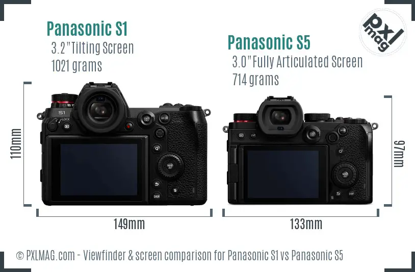 Panasonic S1 vs Panasonic S5 Screen and Viewfinder comparison