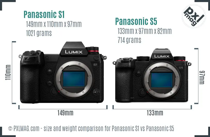 Panasonic S1 vs Panasonic S5 size comparison