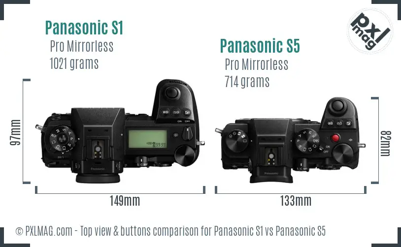 Panasonic S1 vs Panasonic S5 top view buttons comparison