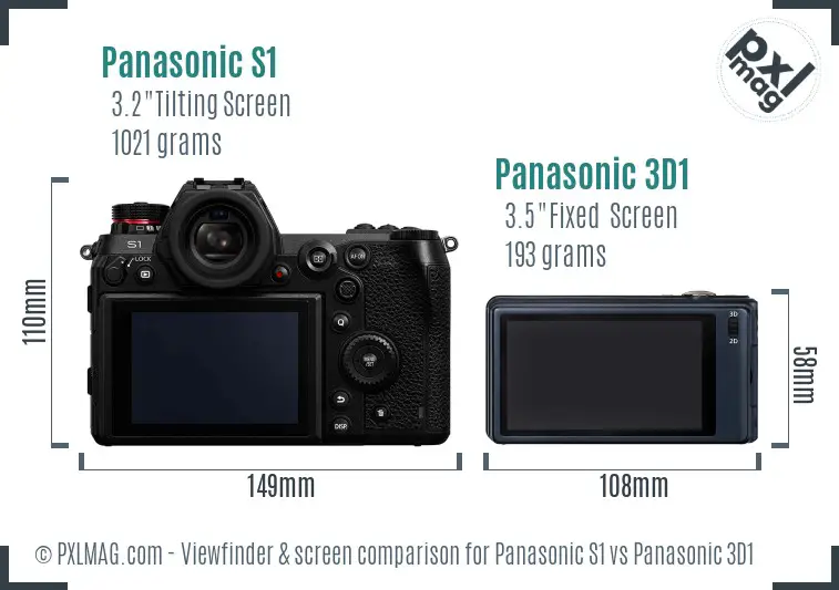 Panasonic S1 vs Panasonic 3D1 Screen and Viewfinder comparison