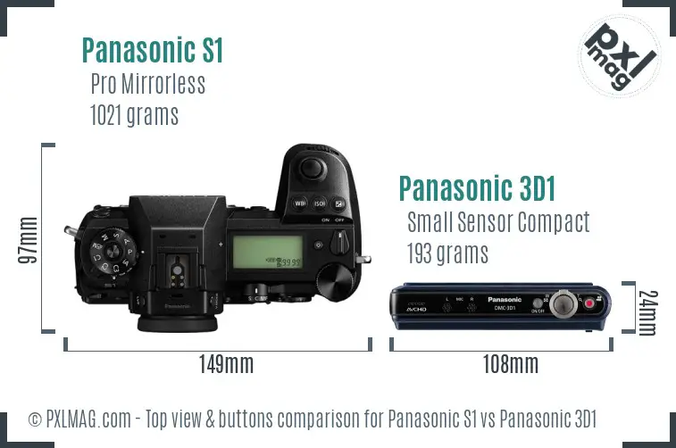 Panasonic S1 vs Panasonic 3D1 top view buttons comparison