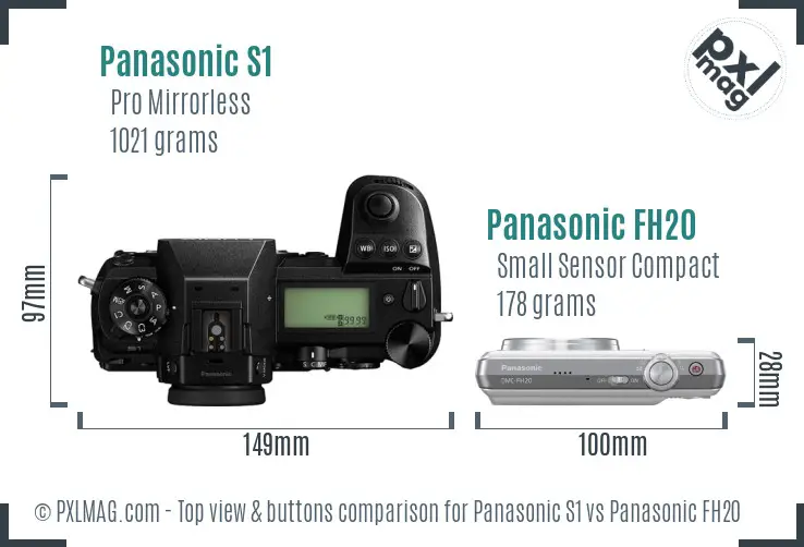 Panasonic S1 vs Panasonic FH20 top view buttons comparison