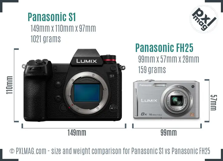Panasonic S1 vs Panasonic FH25 size comparison