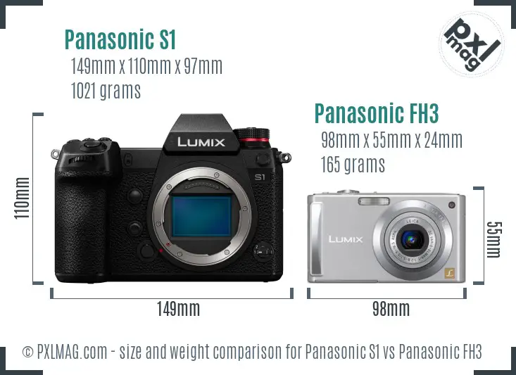 Panasonic S1 vs Panasonic FH3 size comparison