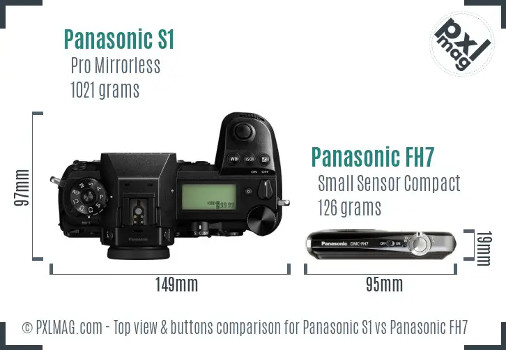 Panasonic S1 vs Panasonic FH7 top view buttons comparison